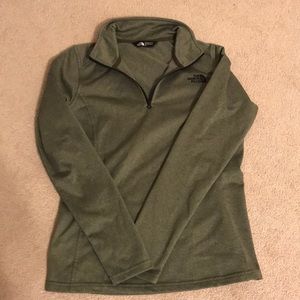 North Face green 3/4 pullover